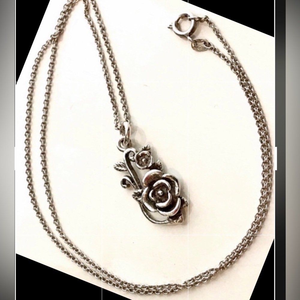 Rose pendant necklace sterling silver